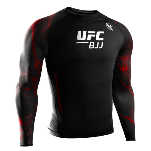 UFC BJJ Men’s Long Sleeve Rash Guard - Black/Red - 1