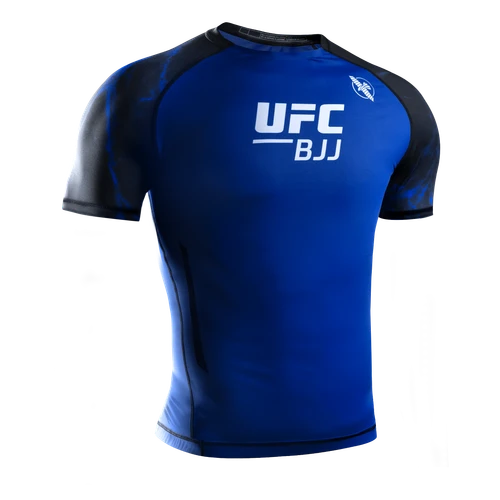 UFC BJJ Men’s Short Sleeve Rash Guard - Black/Blue - 1