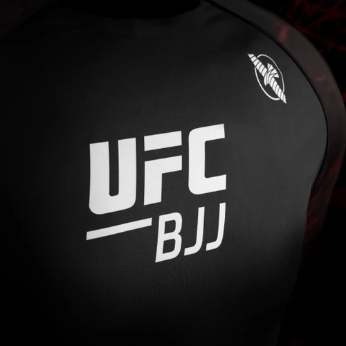 UFC BJJ Men’s Short Sleeve Rash Guard - Black/Red - 3