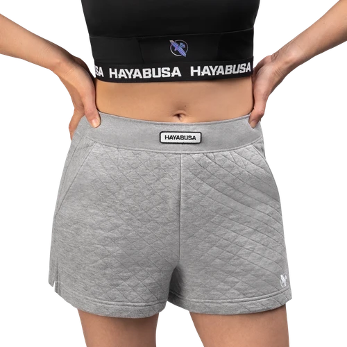 Women’s Quilted Training Shorts - Heather Grey - 1