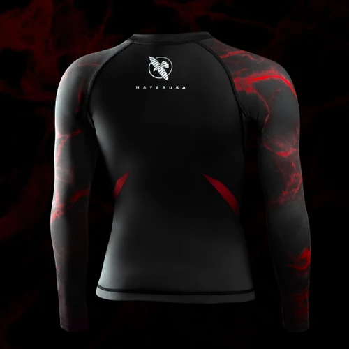 UFC BJJ Women’s Long Sleeve Rash Guard - Black/Red - 2