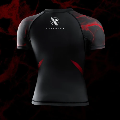 UFC BJJ Women’s Short Sleeve Rash Guard - Black/Red - 2