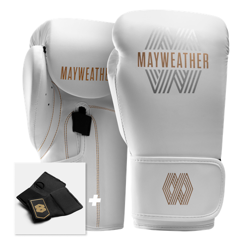 Mayweather Core Boxing Gloves Kit - White/Gold - 1