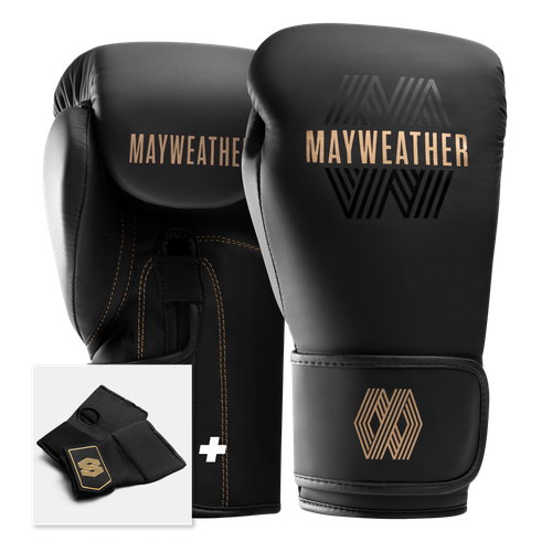 Mayweather Core Boxing Gloves Kit - Black/Gold - 1