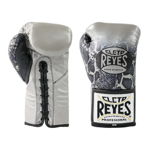 Cleto Reyes Professional Boxing Gloves – Silver/Black Steel Snake