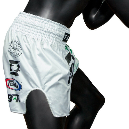 Fairtex BS1923 Racer White Slim Cut Muay Thai Boxing Shorts