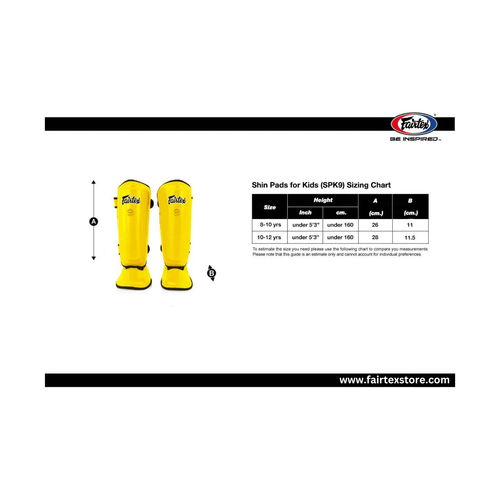 Fairtex SPK9 Youth Muay Thai Kickboxing Shin Guards for Kids