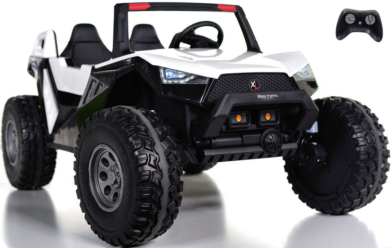 24v Challenger XL 2.0 4x4 Ride On Buggy w/ Leather Seat & Rubber Tires -  White