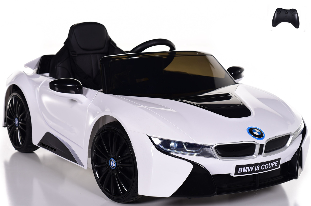 BMW I8 Ride On Car w/ Leather Seat & Parental Remote - White - Big Toys  Green Country