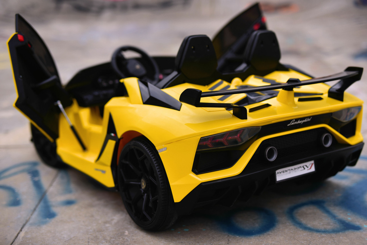 24V Lamborghini SVJ Ride On DRIFT Car with Remote Control - Yellow – Big  Toys Direct