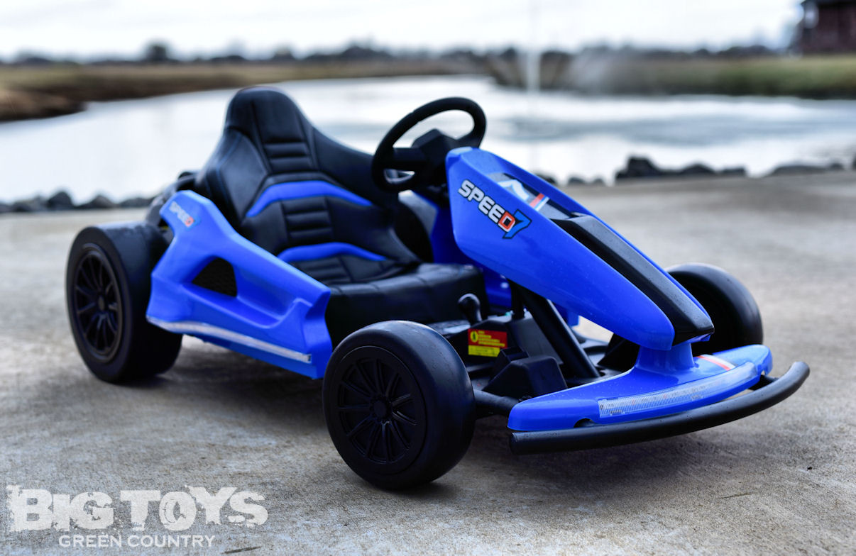 24v Bullet Electric Drift Kart w/ Upgraded Motors & Leather Seat Blue