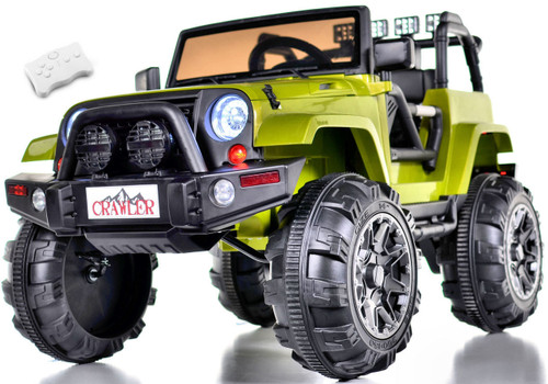 Lifted Crawler Ride On Truck w/ Big Wheels & Parental Remote - Green