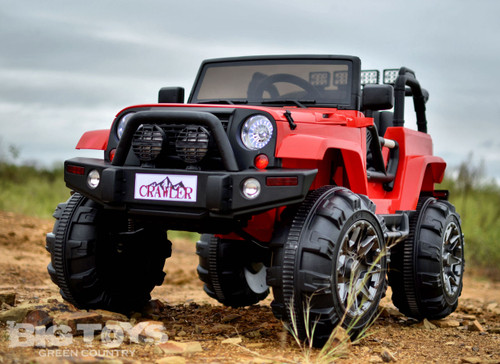 Lifted Crawler Ride On Truck w/ Big Wheels & Parental Remote - Red