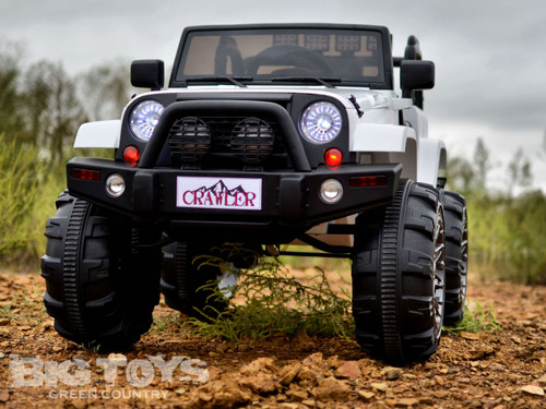 Lifted Crawler Ride On Truck w/ Big Wheels & Parental Remote - White