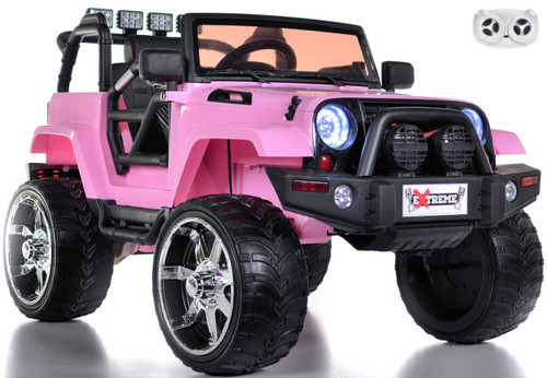 pink lifted crawler ride on parental remote white background