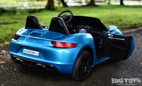 Giant 24v Big Kids Ride On Super Car XXL 180W Motor & Rubber Tires - Blue