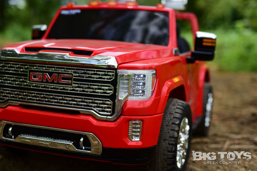 4x4 GMC Denali Ride On Truck w/ Leather Seat & Rubber Tires - Red