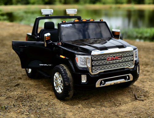 4x4 GMC Denali Ride On Truck w/ Leather Seat & Rubber Tires - Black