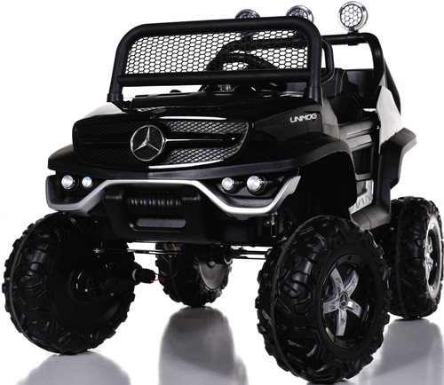4x4 Mini Mercedes Unimog Ride On UTV w/ Remote Control & Rubber Tires -  Black