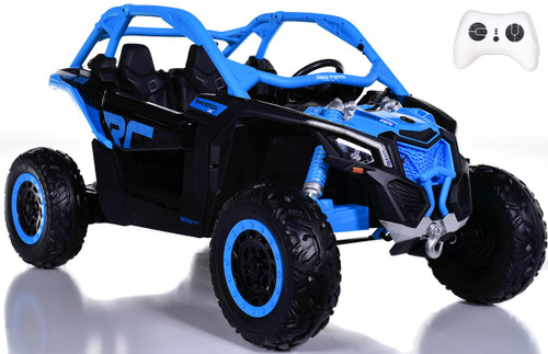 24v Can-Am Maverick X3 4x4 Ride On UTV w/ Rubber Tires & Leather Seat - Blue