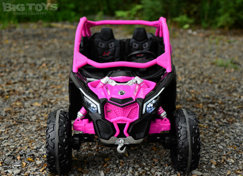 24v Can-Am Maverick X3 4x4 Ride On UTV w/ Rubber Tires & Leather Seat - Pink