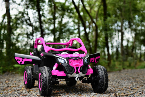 24v Can-Am Maverick X3 4x4 Ride On UTV w/ Rubber Tires & Leather Seat - Pink