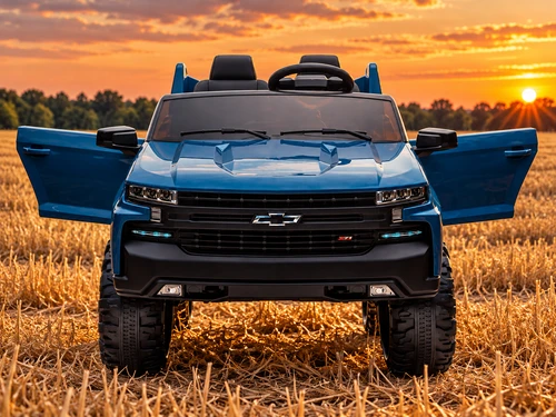24V Chevrolet Silverado 4WD Ride On Truck-Blue