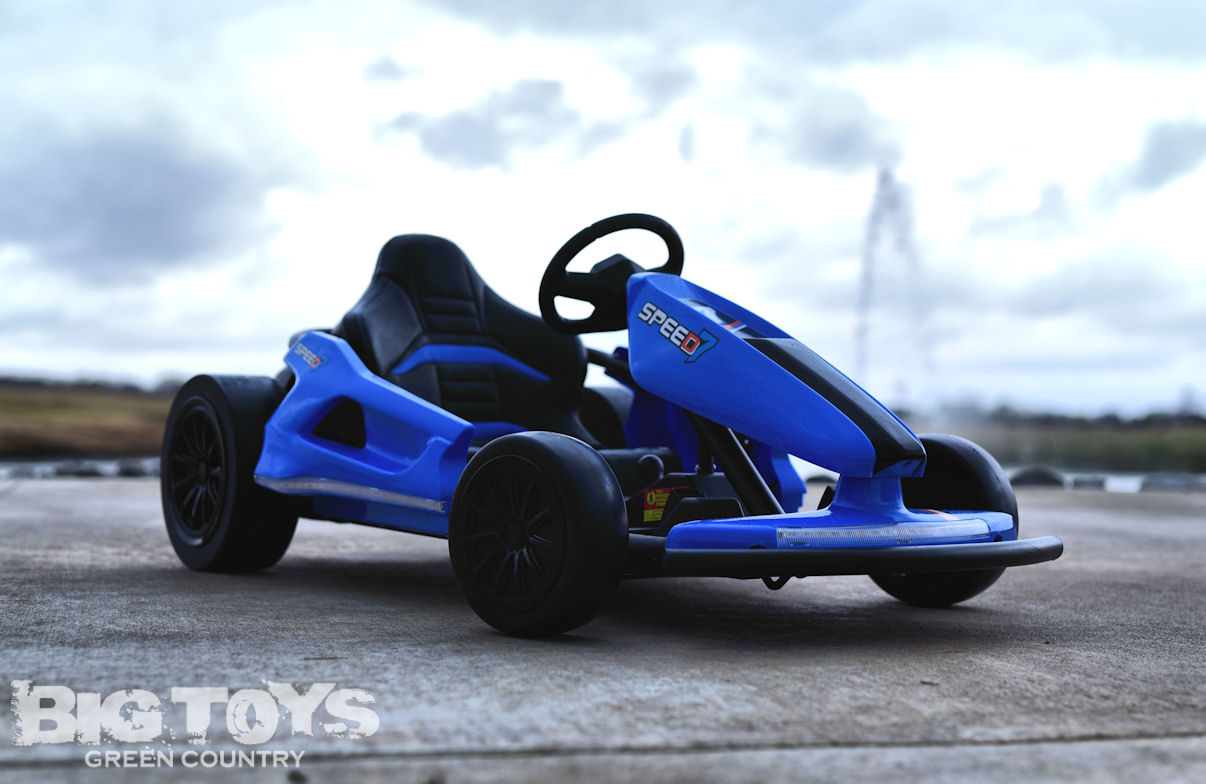 24v Bullet Electric Drift Kart w/ Upgraded Motors & Leather Seat - Blue