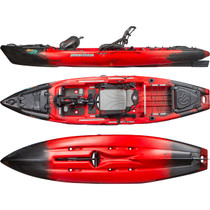 2025 Coosa FD Black Widow Top, Bottom & Profile - Red Kayak with black tips 2025 Coosa FD Black Widow Top, Bottom & Profile - Red Kayak with black tips