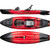 2025 Big Rig FD Black Widow, Side, Top & Bottom Views. Red Kayak with Black Tips
