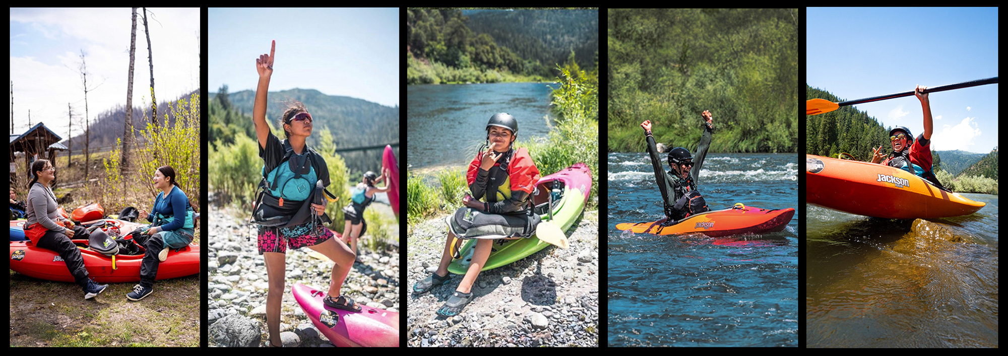 compilation of paddlers on the river