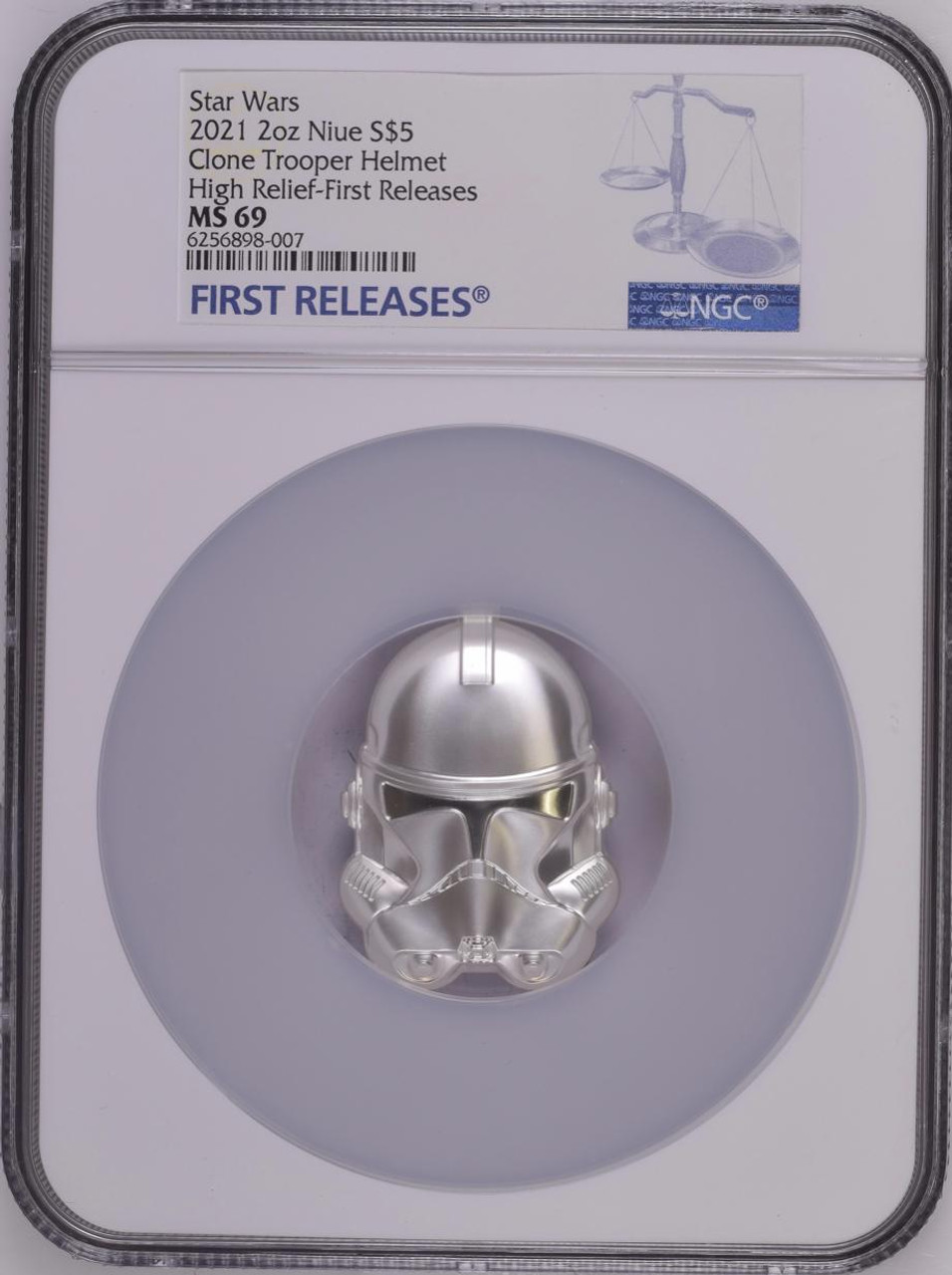 STAR WARS CLONE TROOPER HELMET 2021 NIUE 2 OZ SILVER COIN NGC MS 69 FR