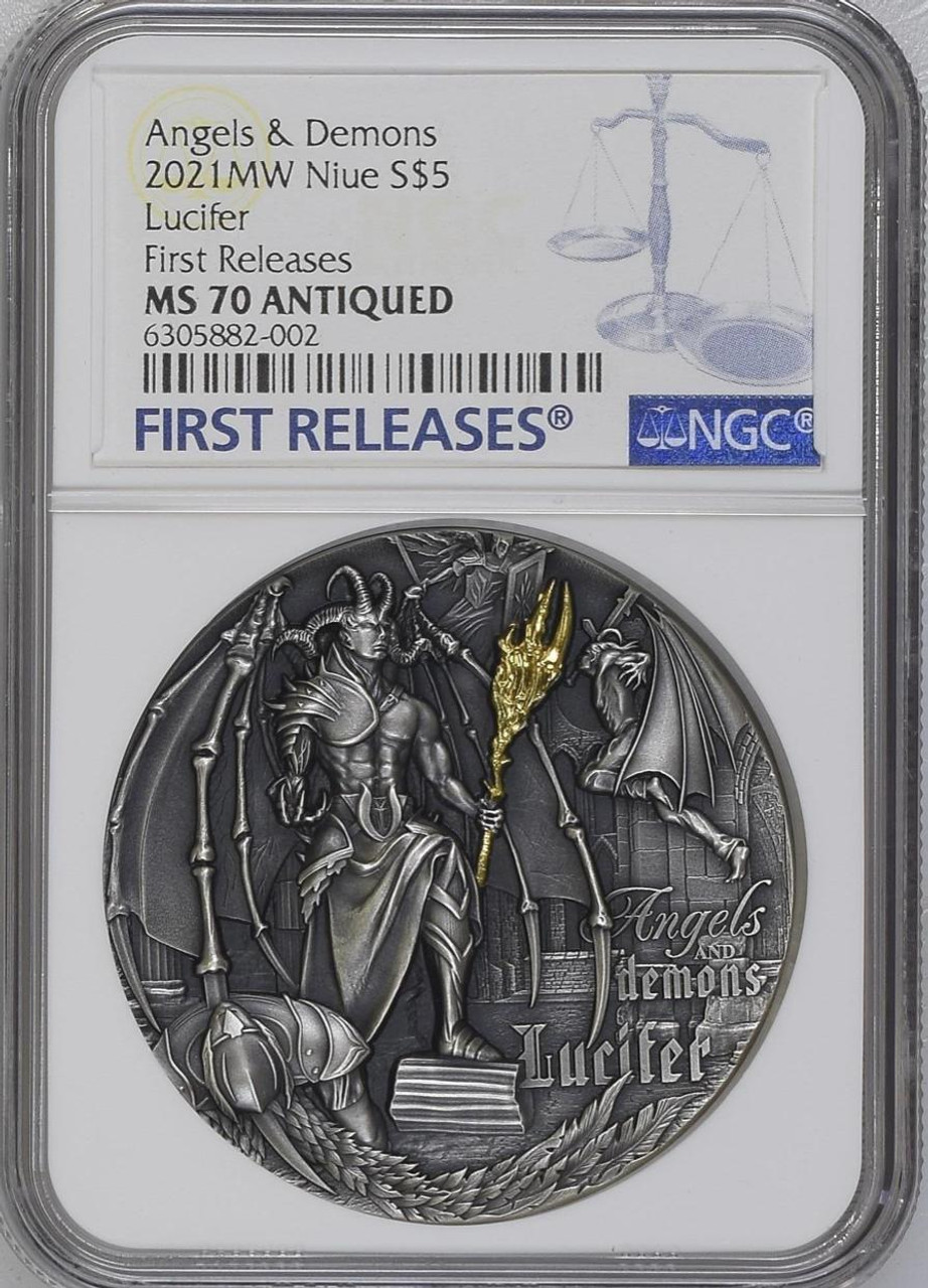 Angels & Demons Lucifer 2oz Silver High Relief Gilded Coin
