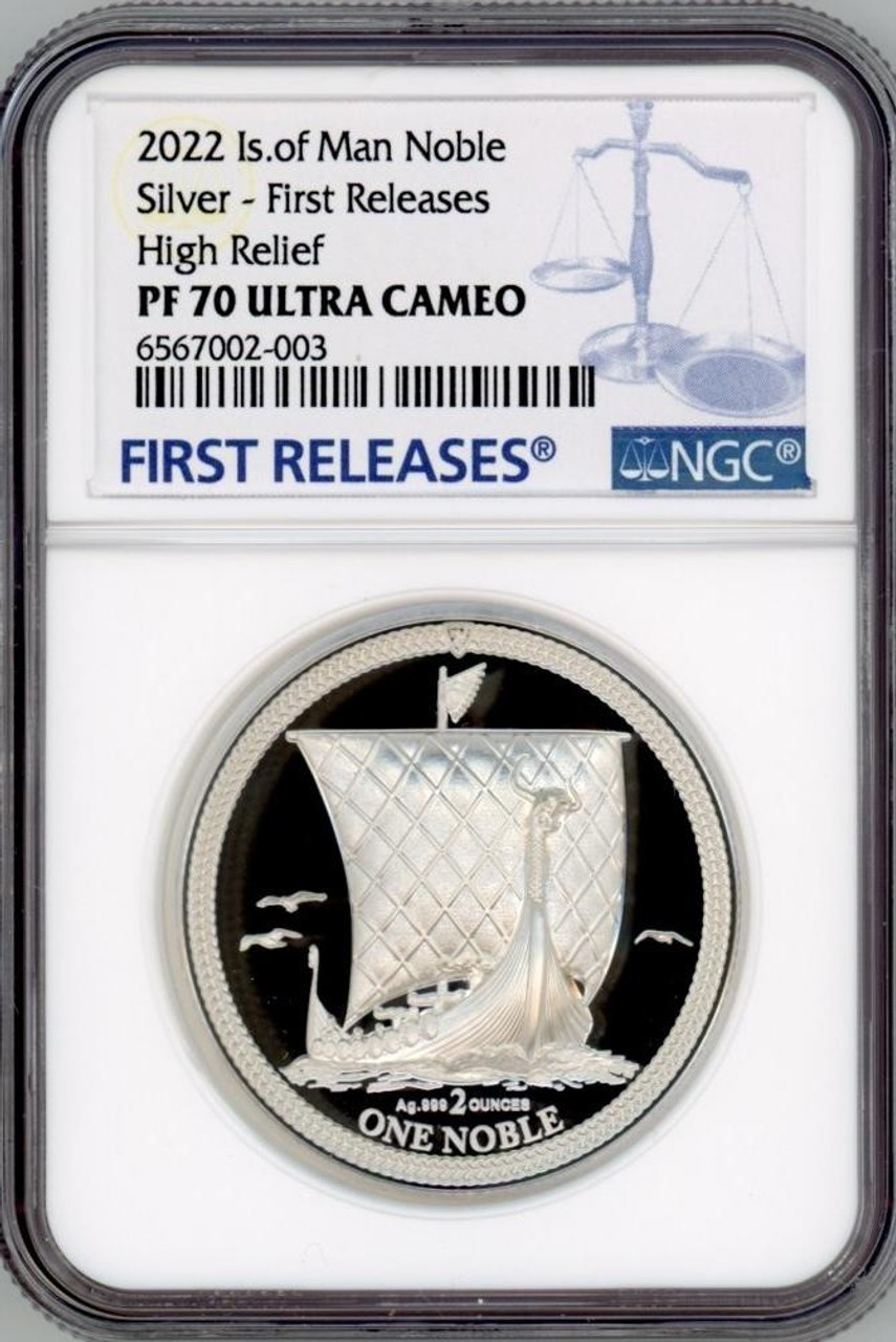 2022 Isle of Man 2oz Silver Coin Noble Piedfort NGC PF70 ULTRA CAMEO FR