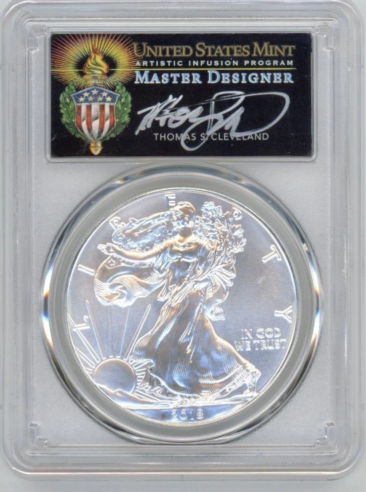 2018-W PCGS MS70 silver eagle シルバーイーグル 2018 W SILVER EAGLE PCGS MS70 THOMAS CLEVELAND SIGNATURE TORCH