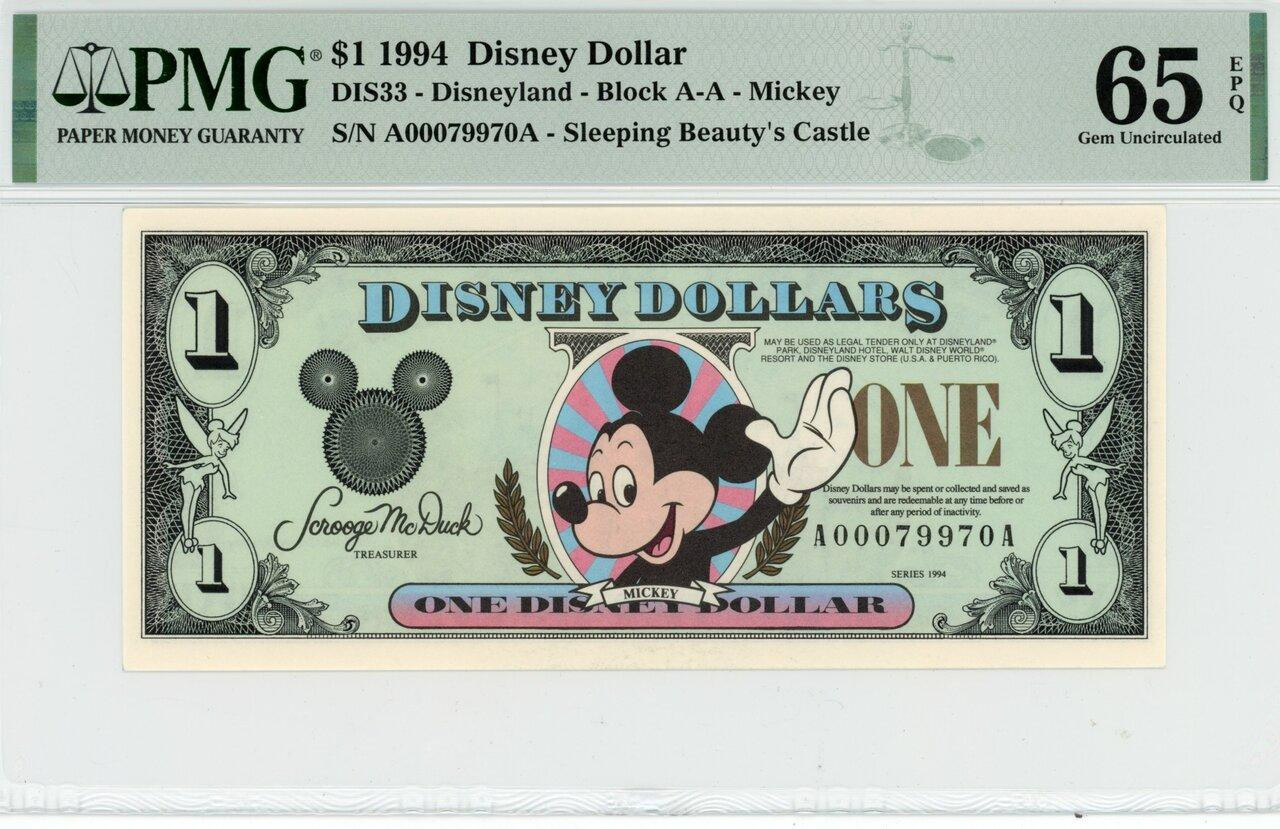 1994 $1 Disney Dollar Mickey PMG 65 EPQ (DIS33) | Elite Coinage Co.