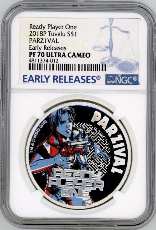 READY PLAYER ONE PARZ1VAL 2018 TUVALU 1oz SILVER COIN $1 NGC PF 70 UC ER