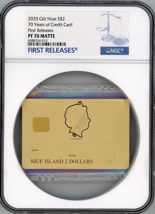 Credit Card 70th Anniv 2020 Niue 1.5oz Gold Plated Silver Coin NGC PF70 FR