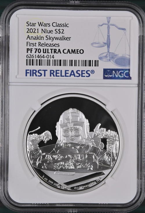 STAR WARS CLASSIC ANAKIN SKYWALKER 2021 SILVER COIN NGC PF70 FIRST RELEASES