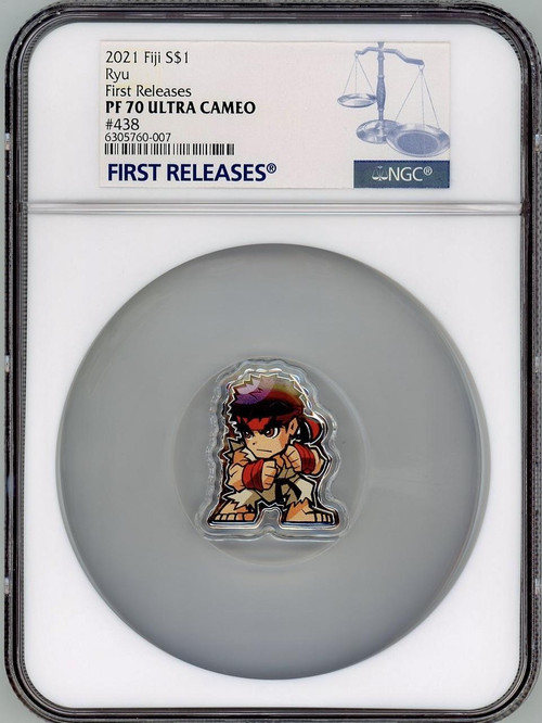 RYU MINI STREET FIGHTER 2021 FIJI 1oz Fine Silver Colored Coin NGC PF 70 UC FR