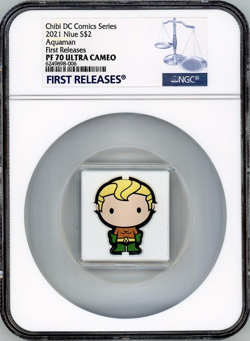 Aquaman DC COMICS 2021 Niue 1oz Silver Chibi Coin NGC PF70 UC FIRST RELEASES
