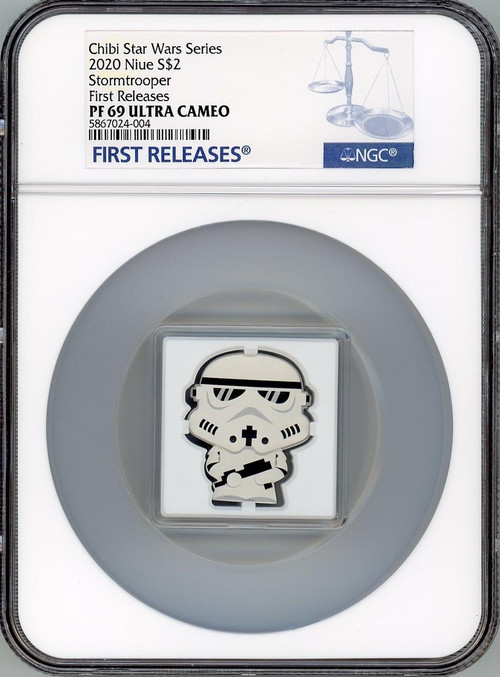 STORMTROOPER STAR WARS CHIBI 2020 NIUE $2 1oz SILVER COIN NGC PF69 UC FR COA BOX