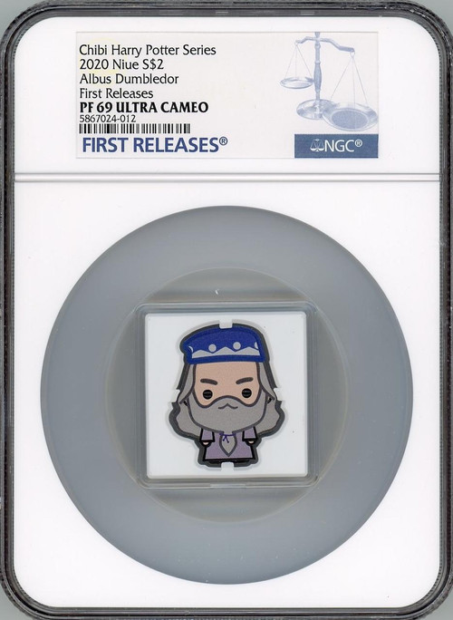 ERROR LABEL Albus Dumbledore Harry Potter 2020 Niue Silver Chibi Coin NGC PF69