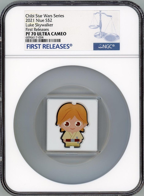 PF 70 FR LUKE SKYWALKER Star Wars 2021 Niue 2 Dollars 1oz CHIBI Silver Coin