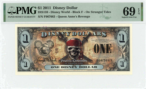 2011 $1 Disney Dollar On Stranger Tides PMG 69 EPQ (DIS159)