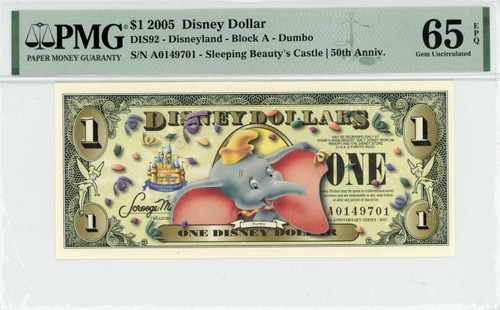2005 $1 Disney Dollar Dumbo (no Bar Code) PMG 65 EPQ (DIS92)