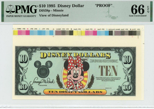1995 $10 Disney Dollar Minnie PROOF PMG 66 EPQ (DIS38p) TOP POP