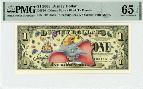 2005 $1 Disney Dollar Dumbo (no Bar Code) PMG 65 EPQ (DIS96)
