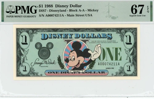 1988 $1 Disney Dollar Mickey PMG 67 EPQ (DIS7)