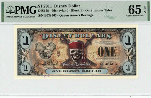 2011 $1 Disney Dollar On Stranger Tides PMG 65 EPQ (DIS158)